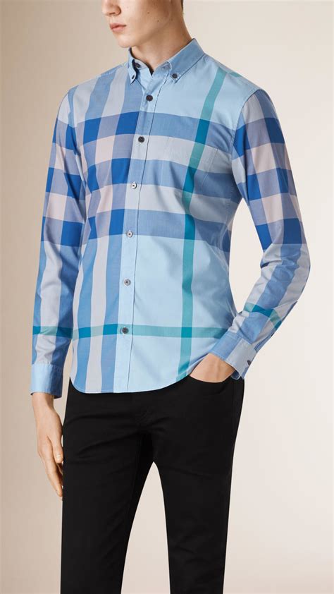 mens light blue burberry shirt|Burberry men's shirts on sale.